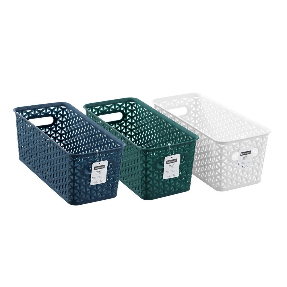 12PK Boxsweden Wicker Storage Basket 15.5x34cm - Assorted