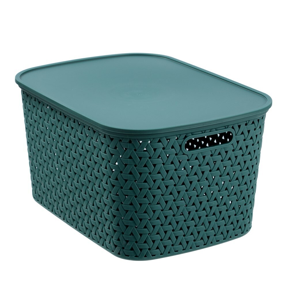 12PK Boxsweden Woven Rattan 26L/40cm Lidded Basket Storage - Assorted