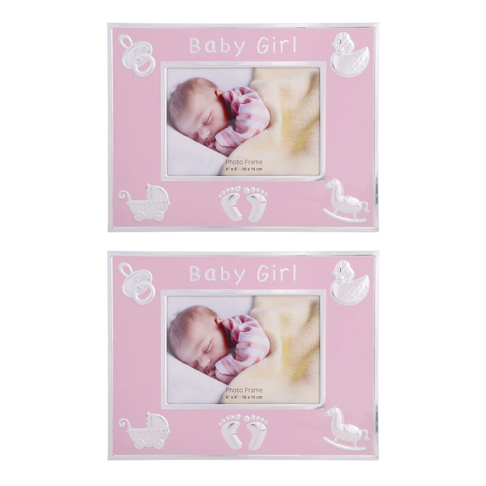 2PK Gibson Gifts Baby Girl Photo Frame 6x4'' Home Decor - Pink