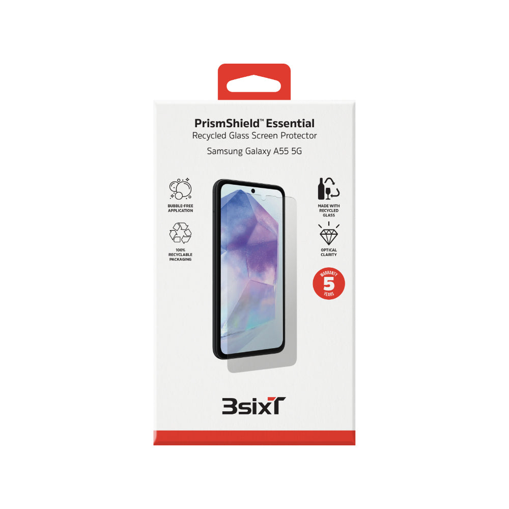 2PK 3sixT PrismShield Essential Glass Screen Protector For Samsung A55 5G Clear