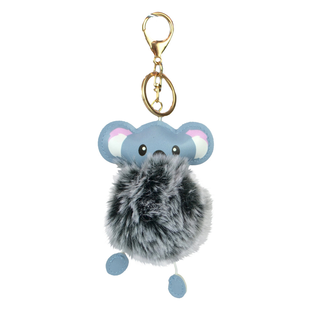 5PK Zookidz Koala Keychain Animal Plush Fluff Accessory Toy 9cm Black 3+