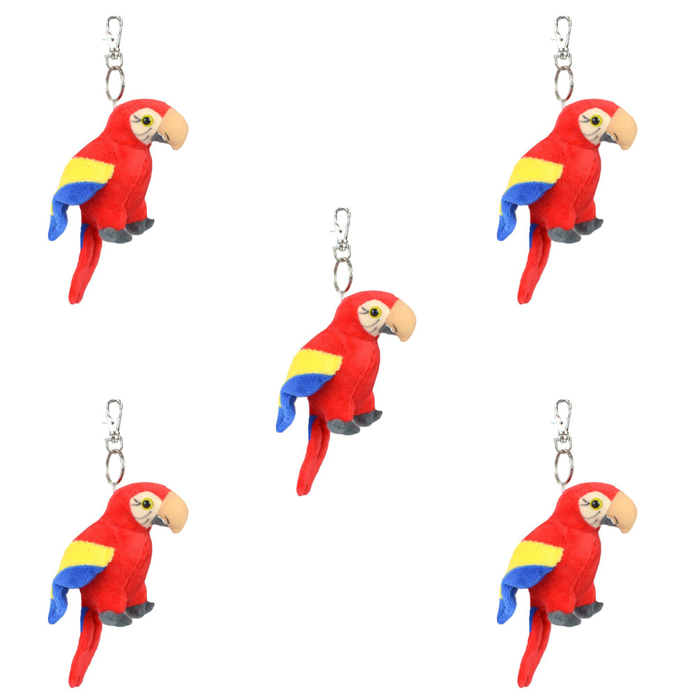 5PK Zookidz Macaw Parrot Animal Keychain Hanging 10cm - Red