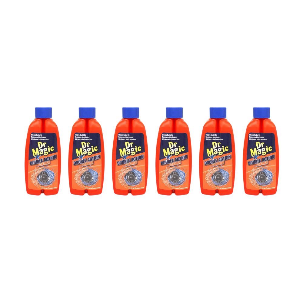 6PK Dr Magic Double Action Foamer Drain Cleaner 500ml Liquid Cleaning Detergent