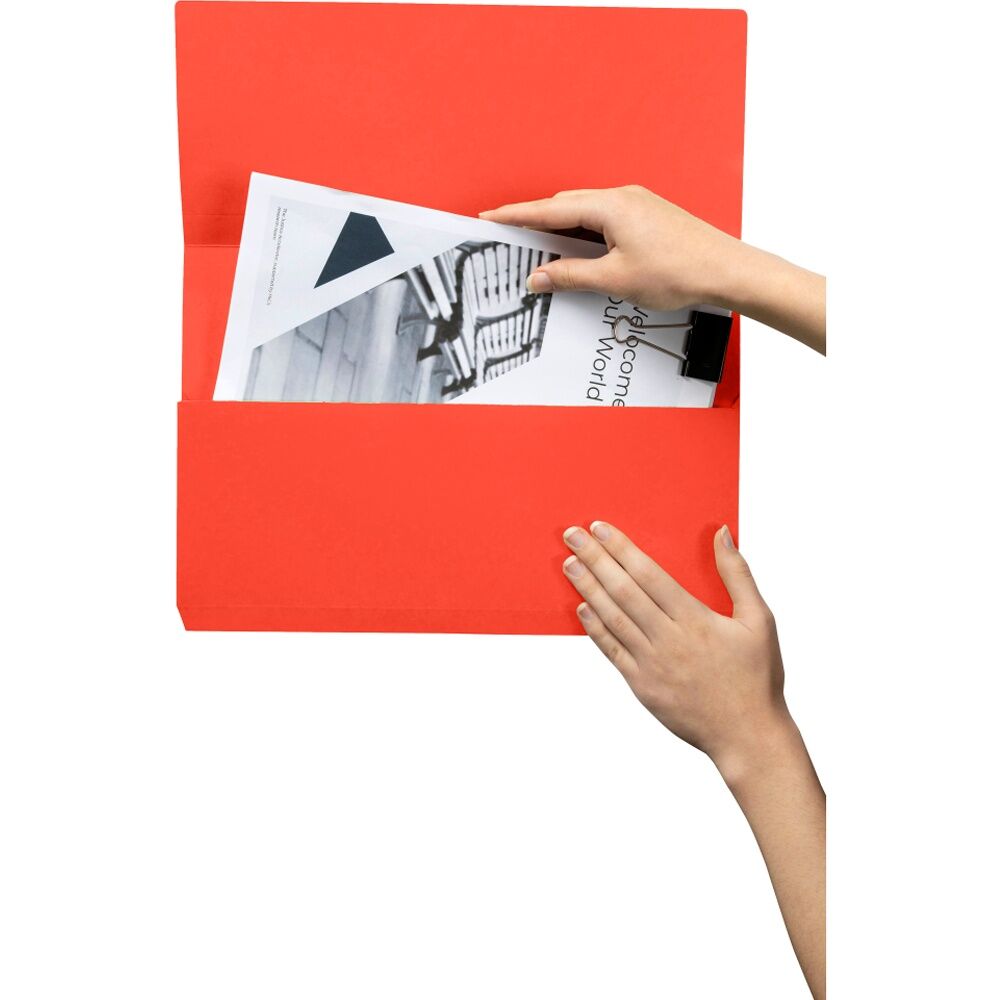 15PK Marbig Slimpick Foolscap Document Wallet Holder - Red