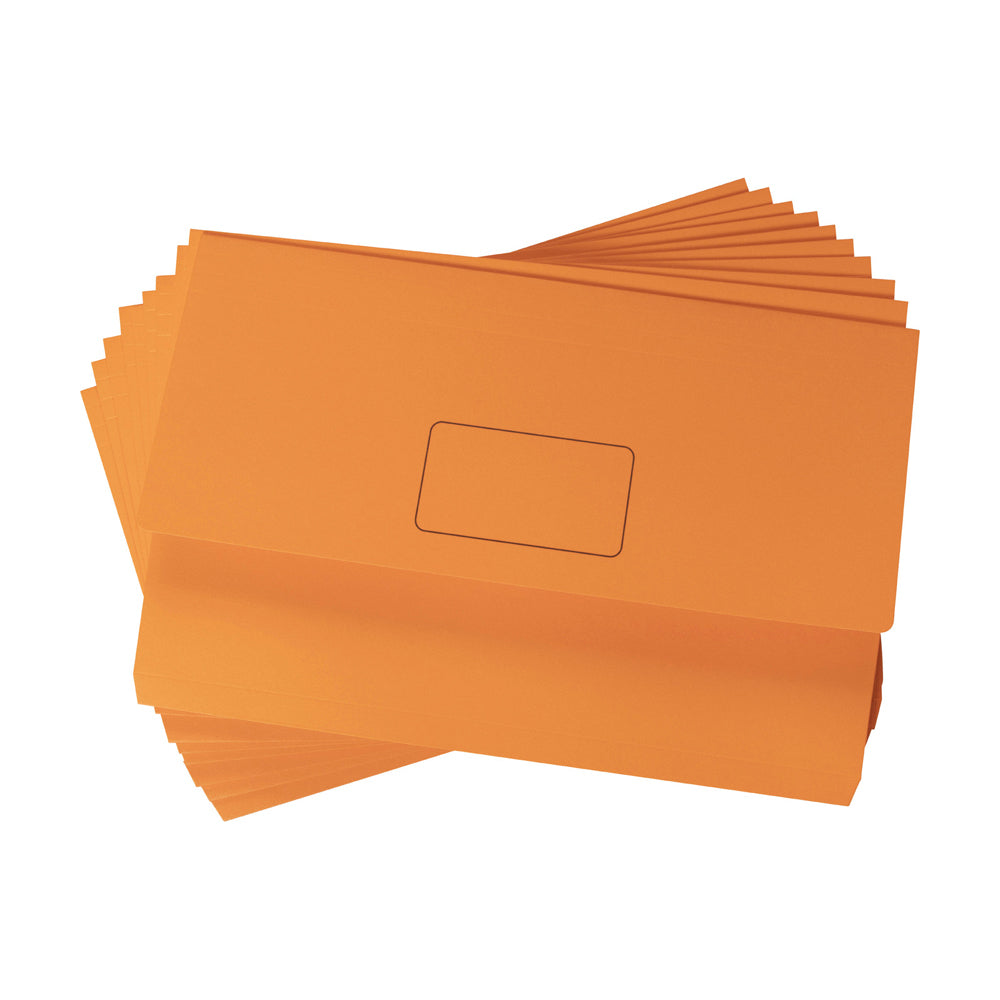 20pc Marbig Brights Slimpick Foolscap Document Wallet - Orange