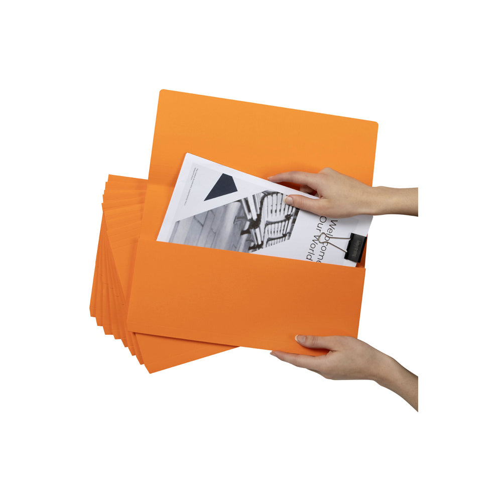 20pc Marbig Brights Slimpick Foolscap Document Wallet - Orange