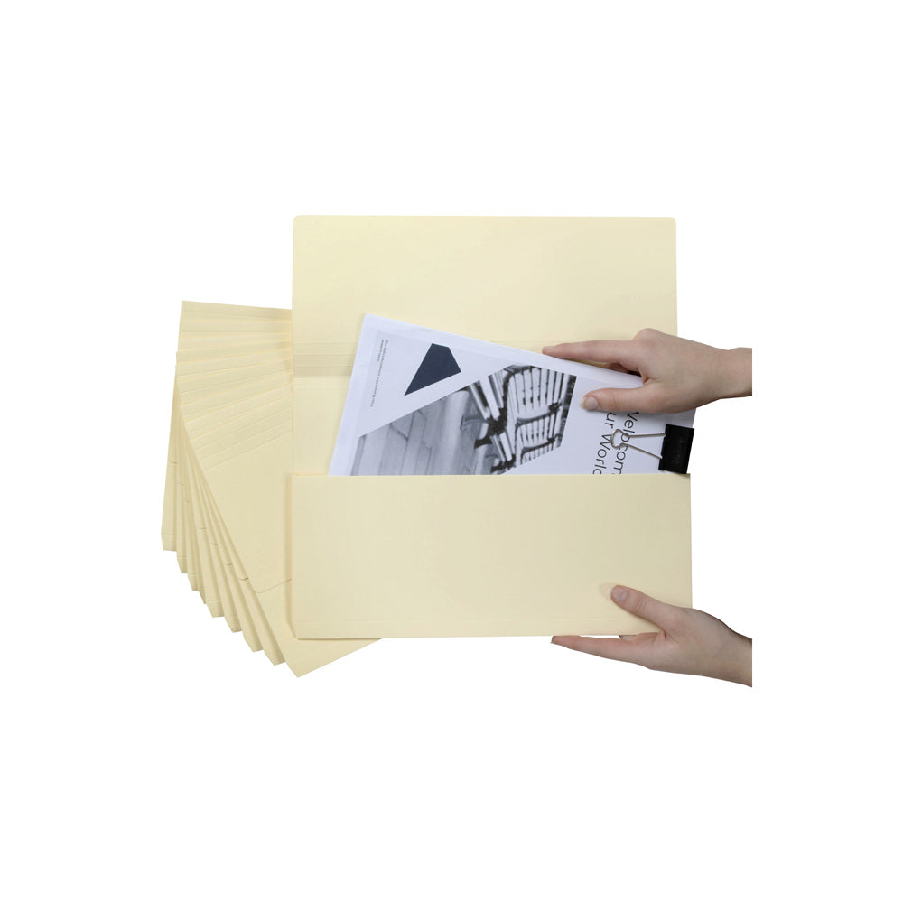 20pc Marbig Brights Slimpick Foolscap Document Wallet - Buff