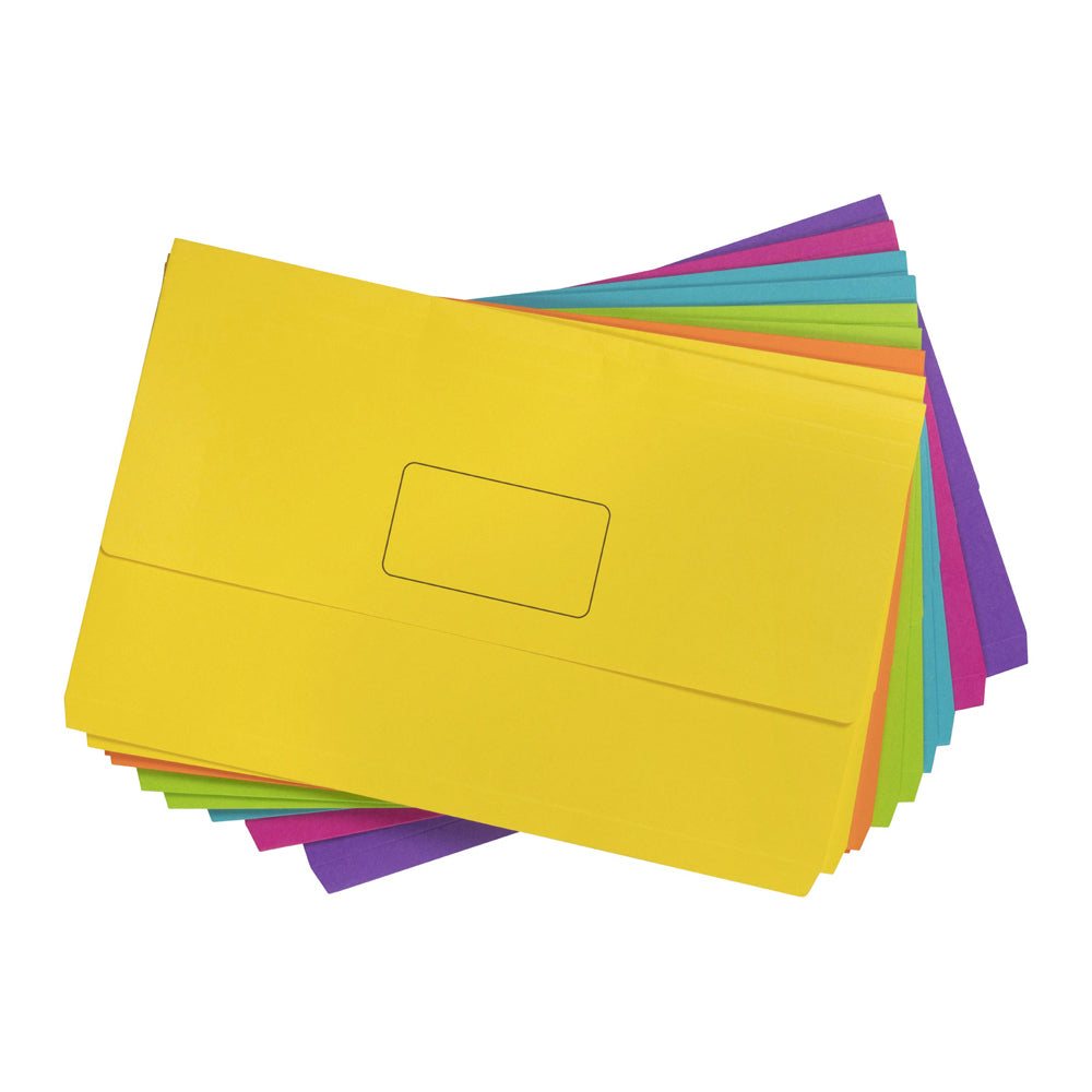 20pc Marbig Brights Slimpick Foolscap Document Wallet - Assorted