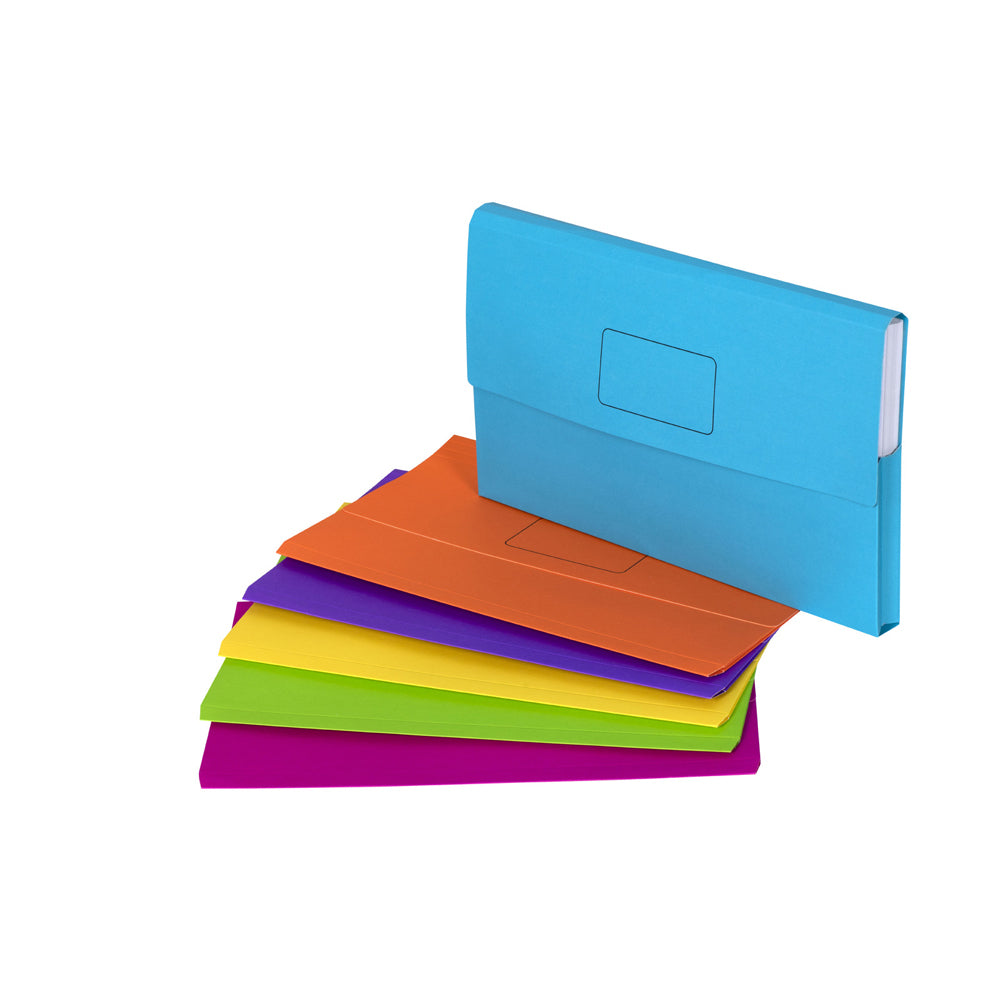 20pc Marbig Brights Slimpick Foolscap Document Wallet - Assorted