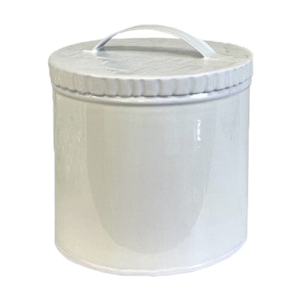 2PK SS Collective White Bamboo Patterned Food Safe Pantry Canister Large 14cm