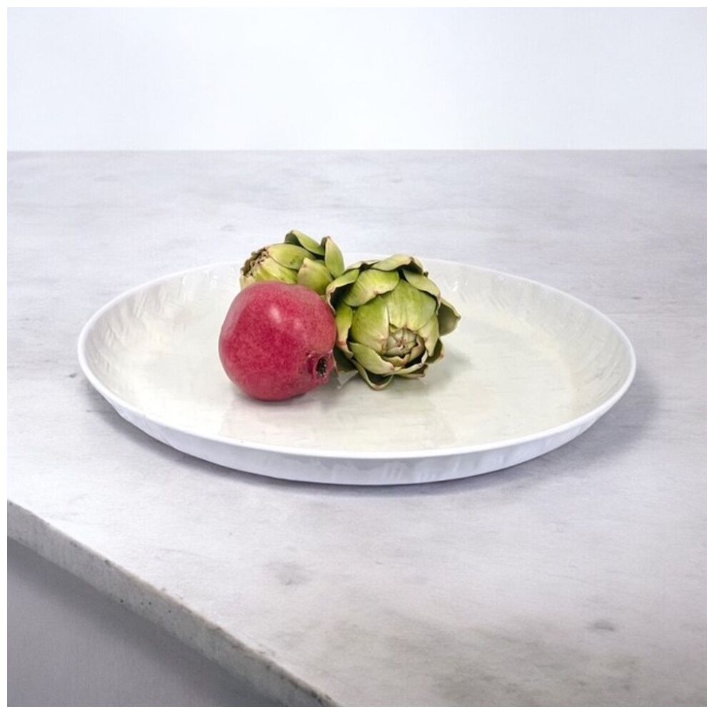 2PK SS Collective White Bamboo Pressed Tin Large Service Platter Serveware 41cm