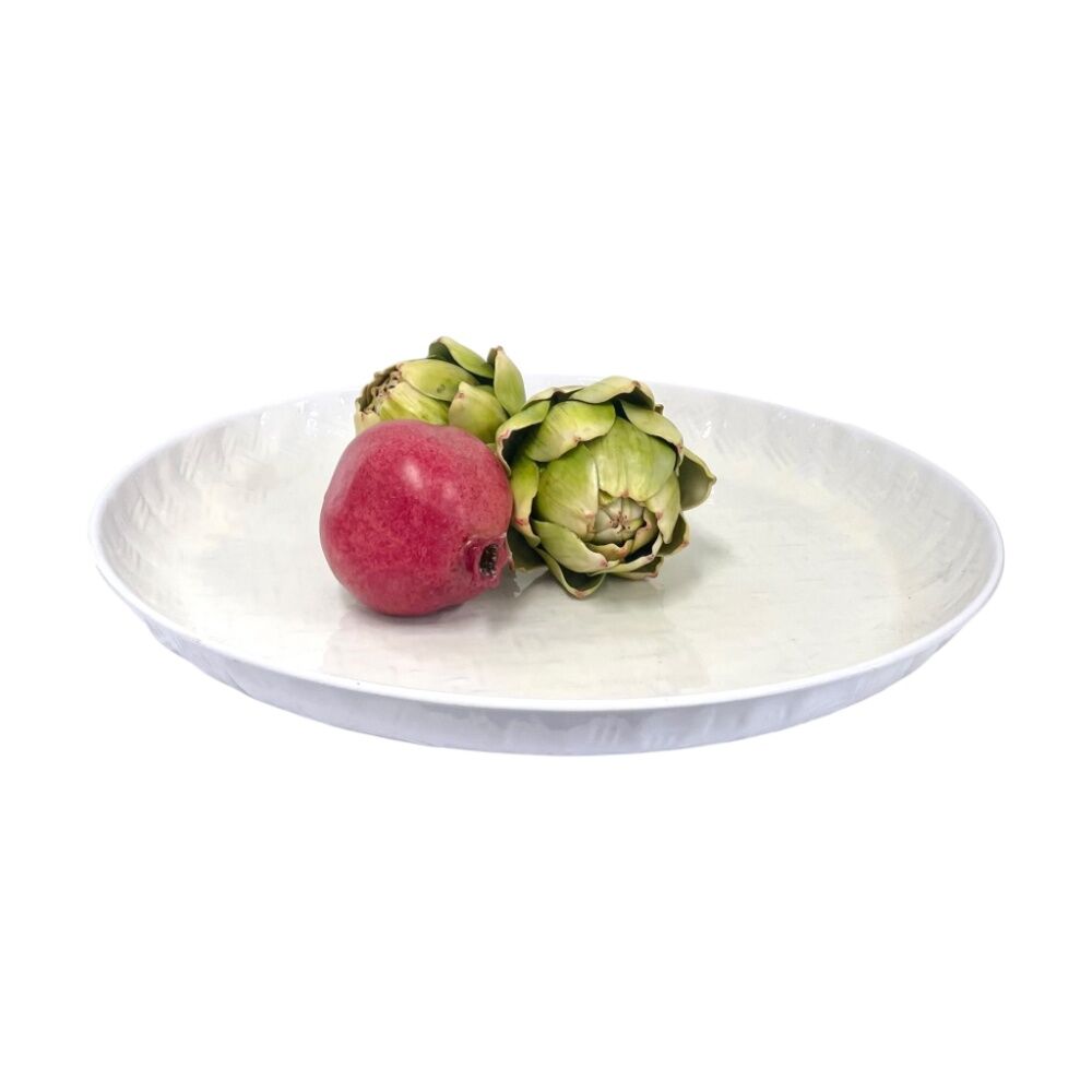 2PK SS Collective White Bamboo Pressed Tin Large Service Platter Serveware 41cm