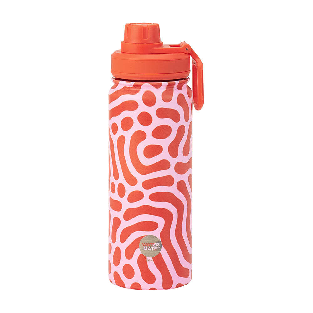 2PK Annabel Trends Watermate 550ml Stainless Steel Bottle Red Squiggle