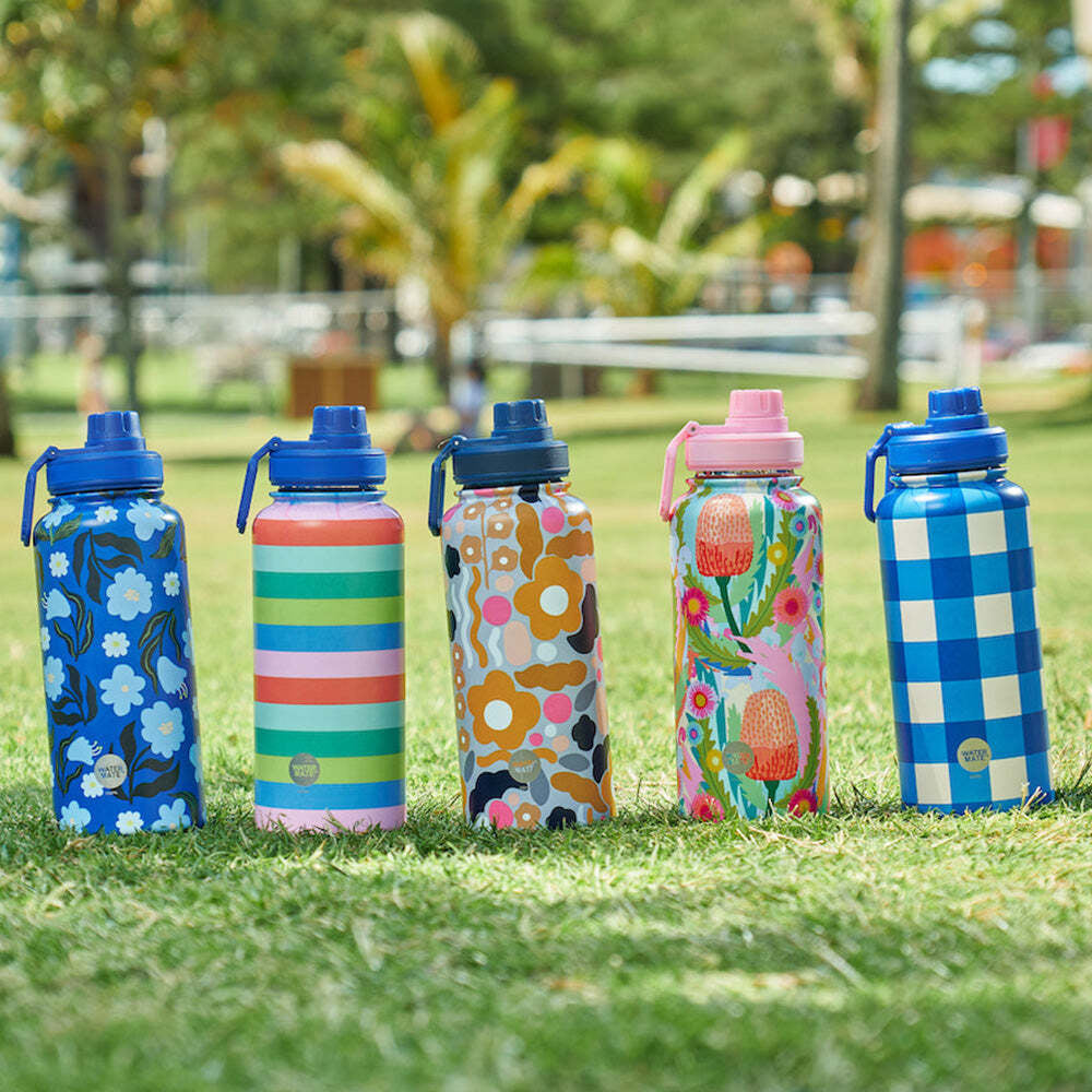 2PK Annabel Trends Watermate 550ml Stainless Steel Bottle Red Squiggle