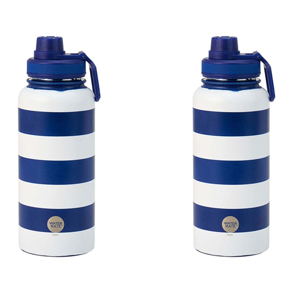 2PK Annabel Trends Watermate 950ml Stainless Steel Bottle Navy Stripe