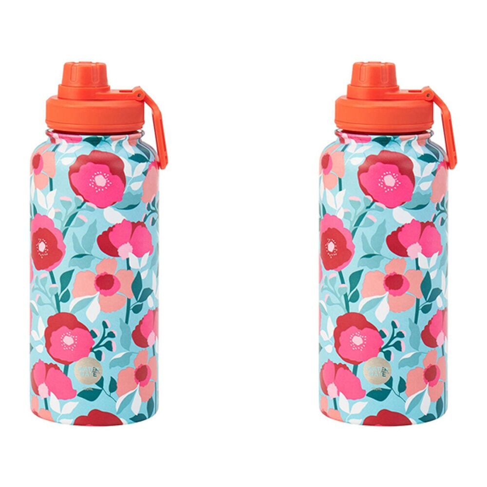 2PK Annabel Trends Watermate 950ml Stainless Steel Bottle Sherbet Poppies