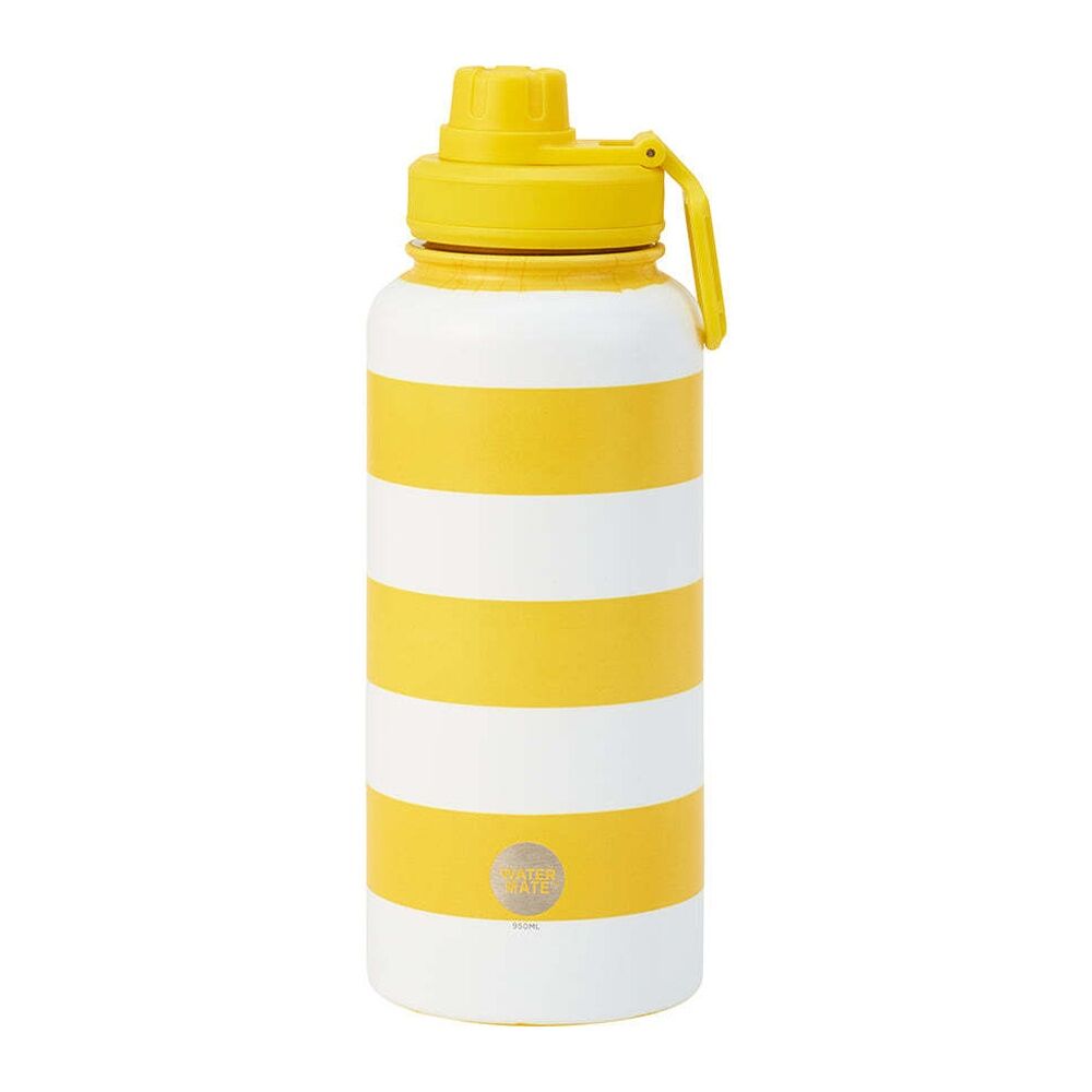 2PK Annabel Trends Watermate 950ml Stainless Steel Bottle Yellow Stripe