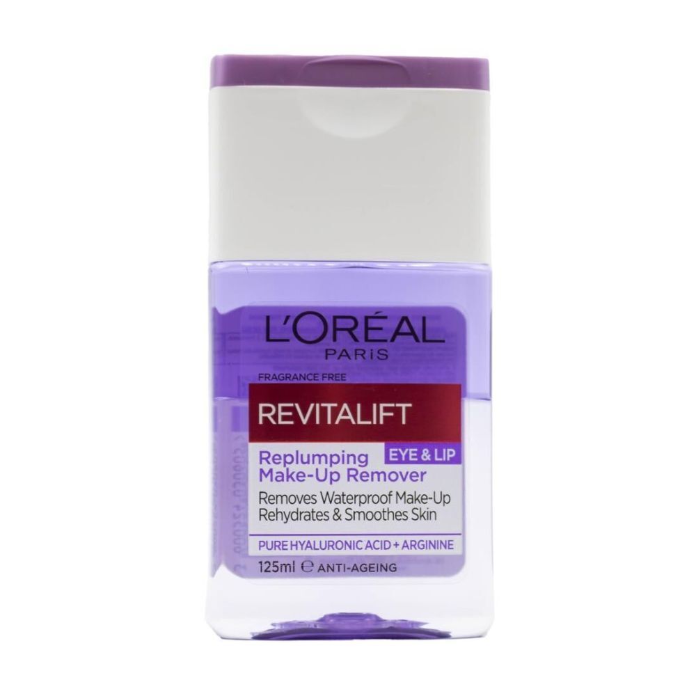 3PK Loreal 125ml Makeup Remover Replumping Eye & Lip Revitalift