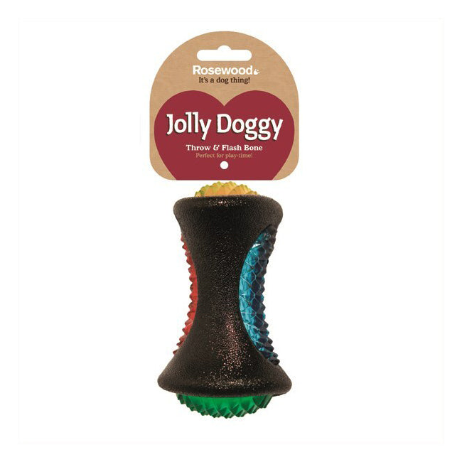 2PK Rosewood 12x7.5cm Throw & Flash Bone Pet Dog Toy w/ Light Fun Interactive Play