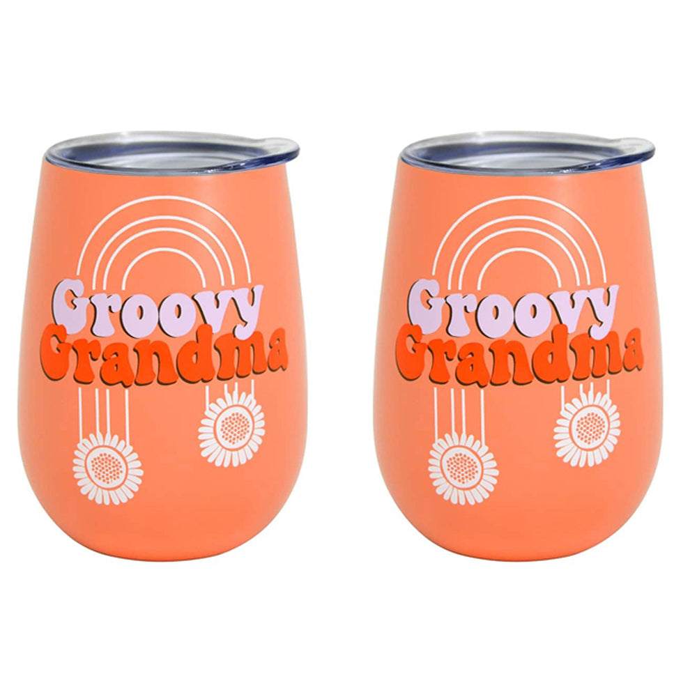 2PK Annabel Trends 295ml Stainless Steel Wine Tumbler - Groovy Grandma