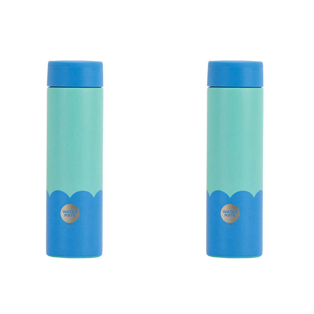 2PK Annabel Trends Stainless Steel Wave 300ml Mini Bottle - Aqua Blue