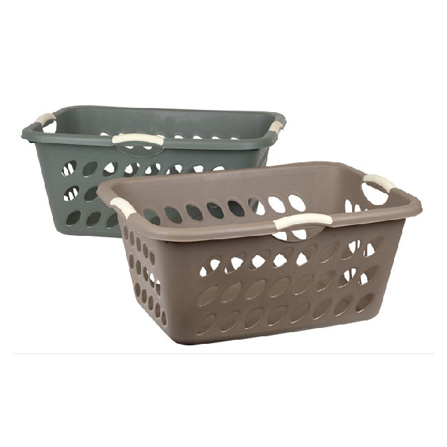 2PK Homeleisure Hip Hugger 45L Plastic Basket Large Earth