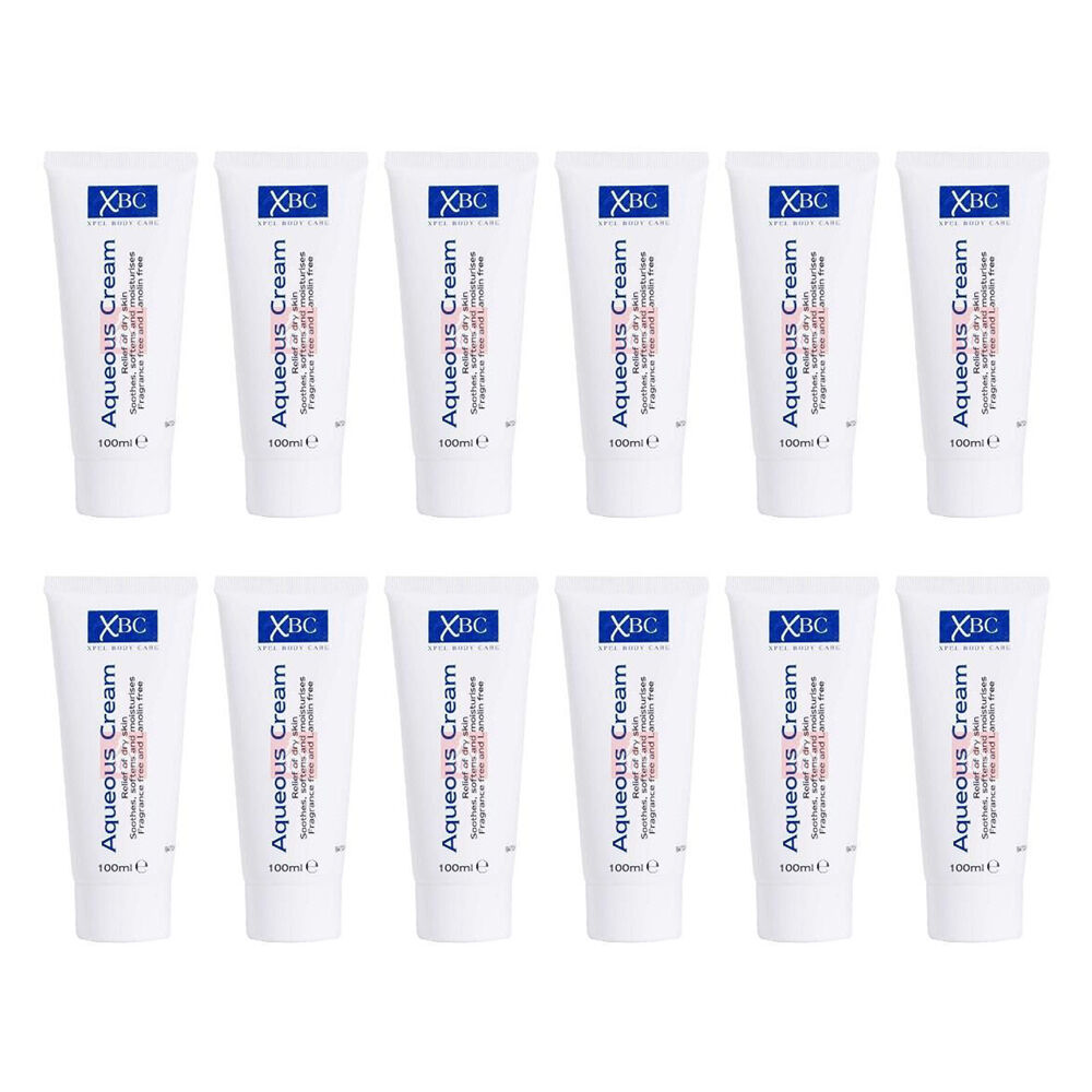 12PK XBC Aquenous Cream Moisturising Lotion Relief For Dry Skin 100ml Fragrance Free