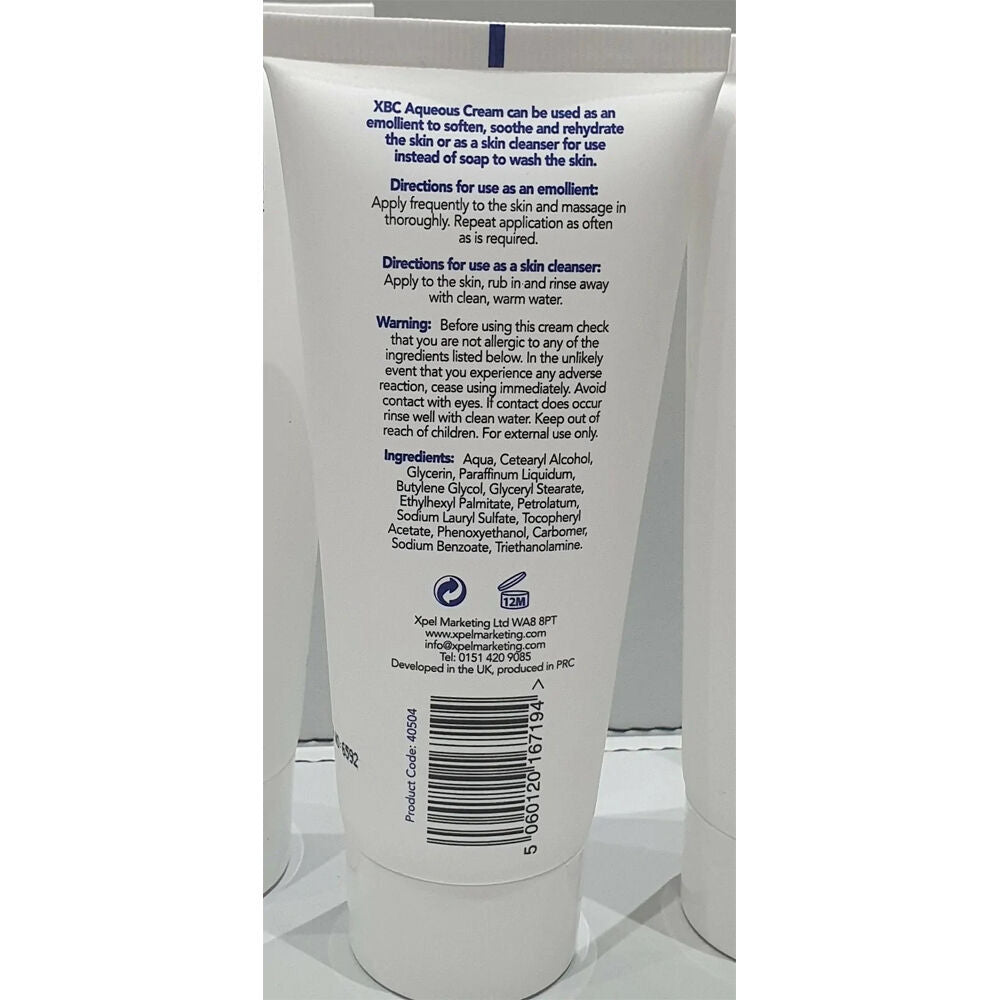 12PK XBC Aquenous Cream Moisturising Lotion Relief For Dry Skin 100ml Fragrance Free