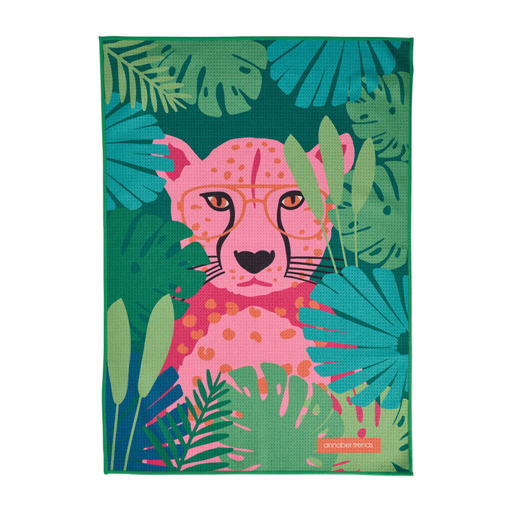 2PK Annabel Trends Waffle Microfibre Tea Towel Rectangular 50x70cm Cheetah