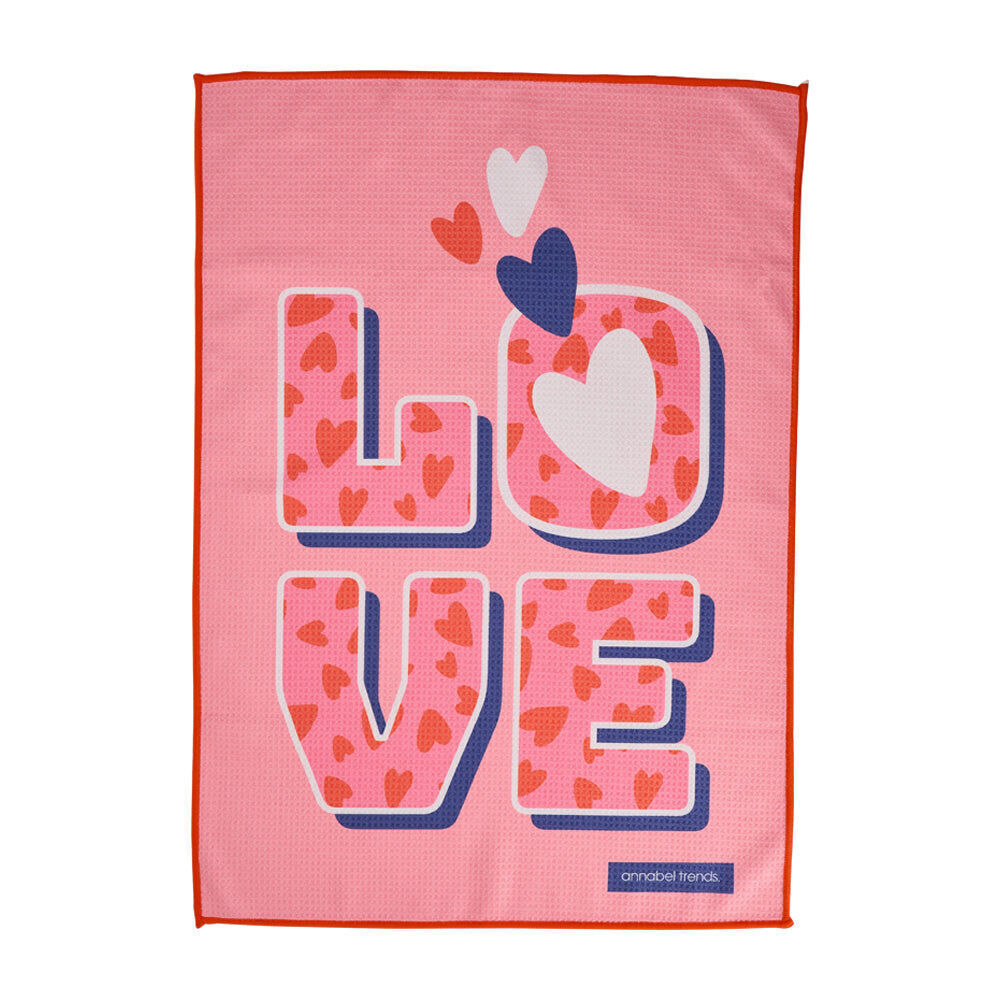 2PK Annabel Trends Waffle Microfibre Tea Towel Rectangular 50x70cm Love