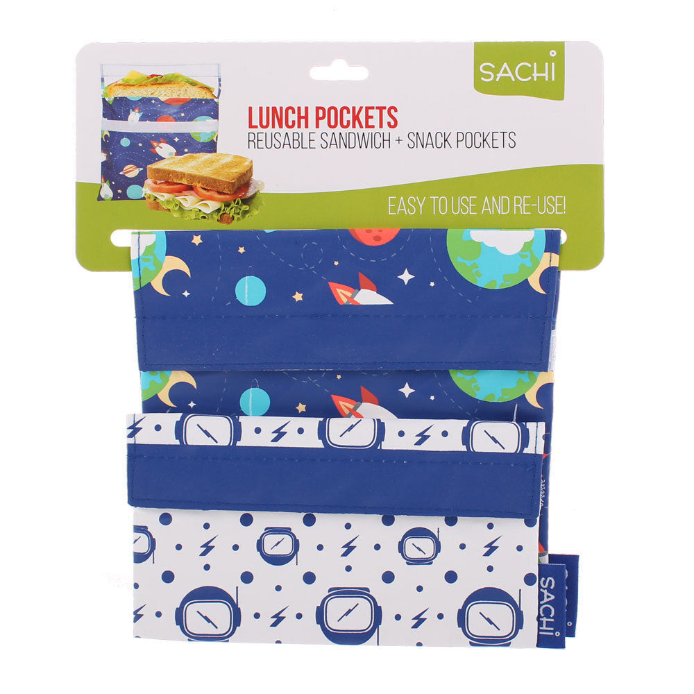 Sachi Set of 4 Reusable Sandwich/Snack Pockets - Outer Space