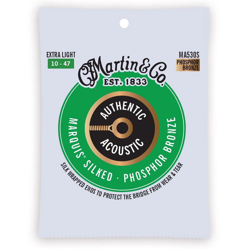 3PK Martin Guitar MA530S Authentic Silked Strings 92/8 Phosphor Bronze Extra Light