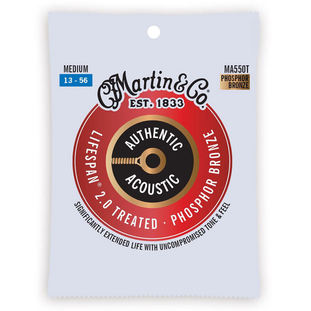 3PK Martin Guitar MA550T Authentic Treated String 92/8 Phosphor Bronze Medium
