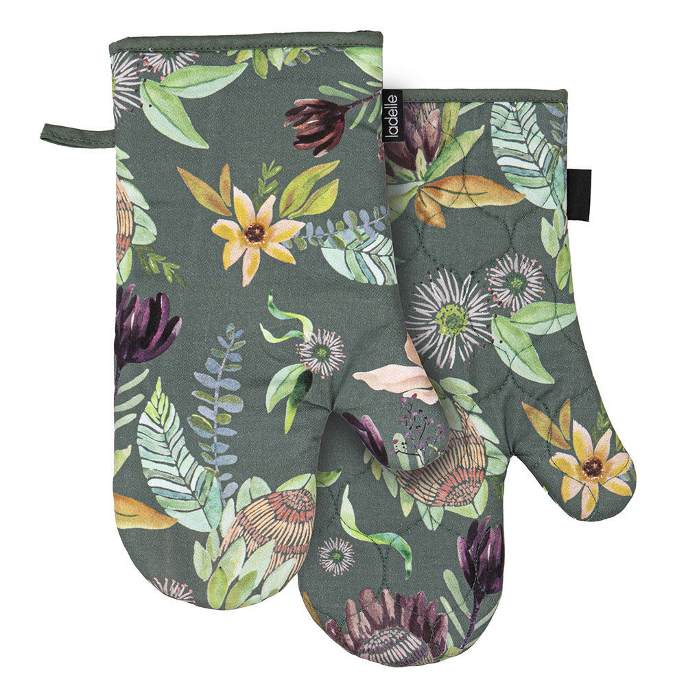 2x 2pc Leura Oven Mitt Kitchen Cooking Gloves 18x33cm