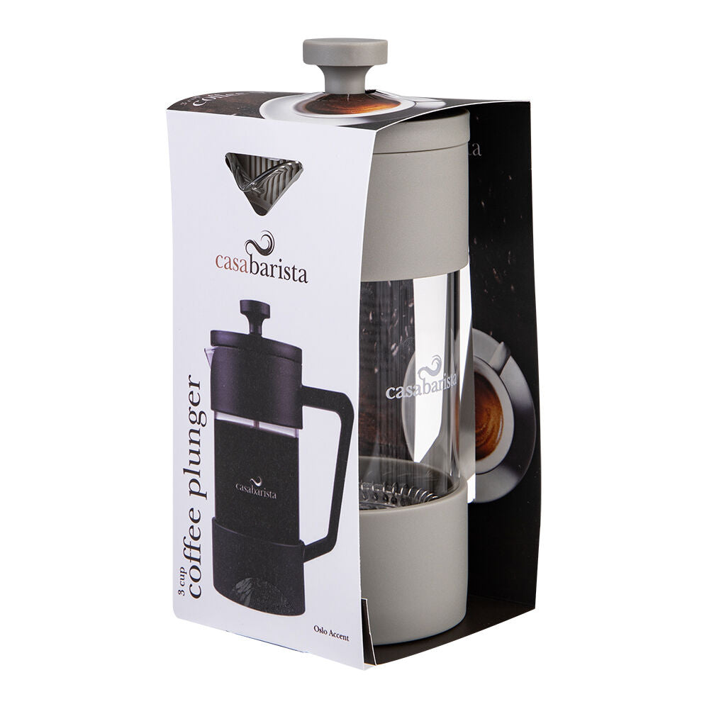 3PK Casabarista Oslo Accent Stainless Steel Coffee Plunger 3 Cup 350ml Taupe