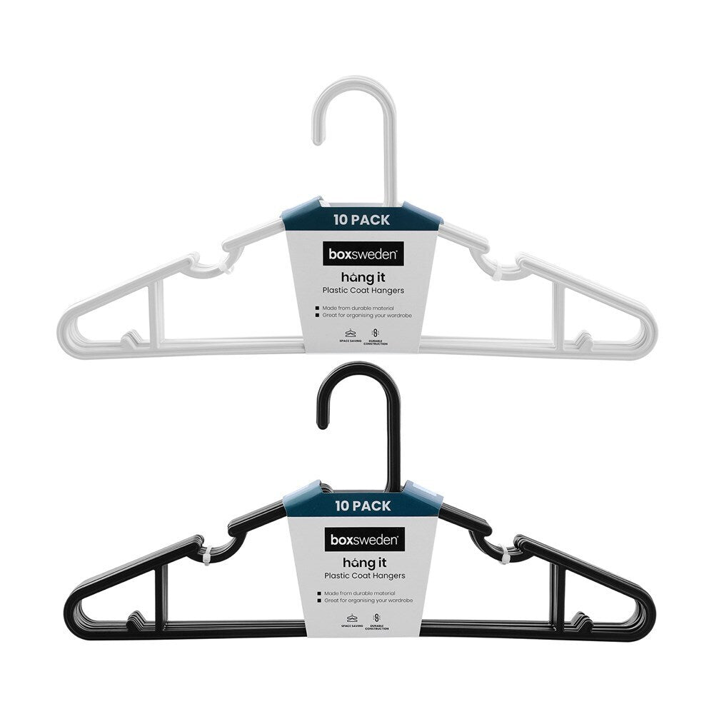 12x 10pc Boxsweden Hangit Plastic Clothes Hangers 39.5cm - Assorted