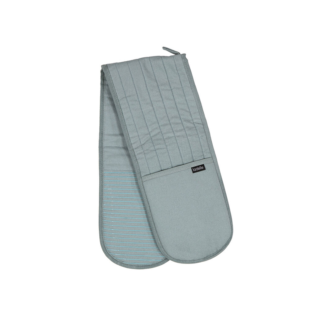 Ladelle Lennox Double Oven Mitt Heat-Resistant Kitchen Gloves Ice Blue