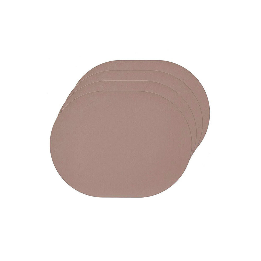 4pc Ladelle Hugo Vinyl Oval Placemat Reusable Table Protector Dusty Pink