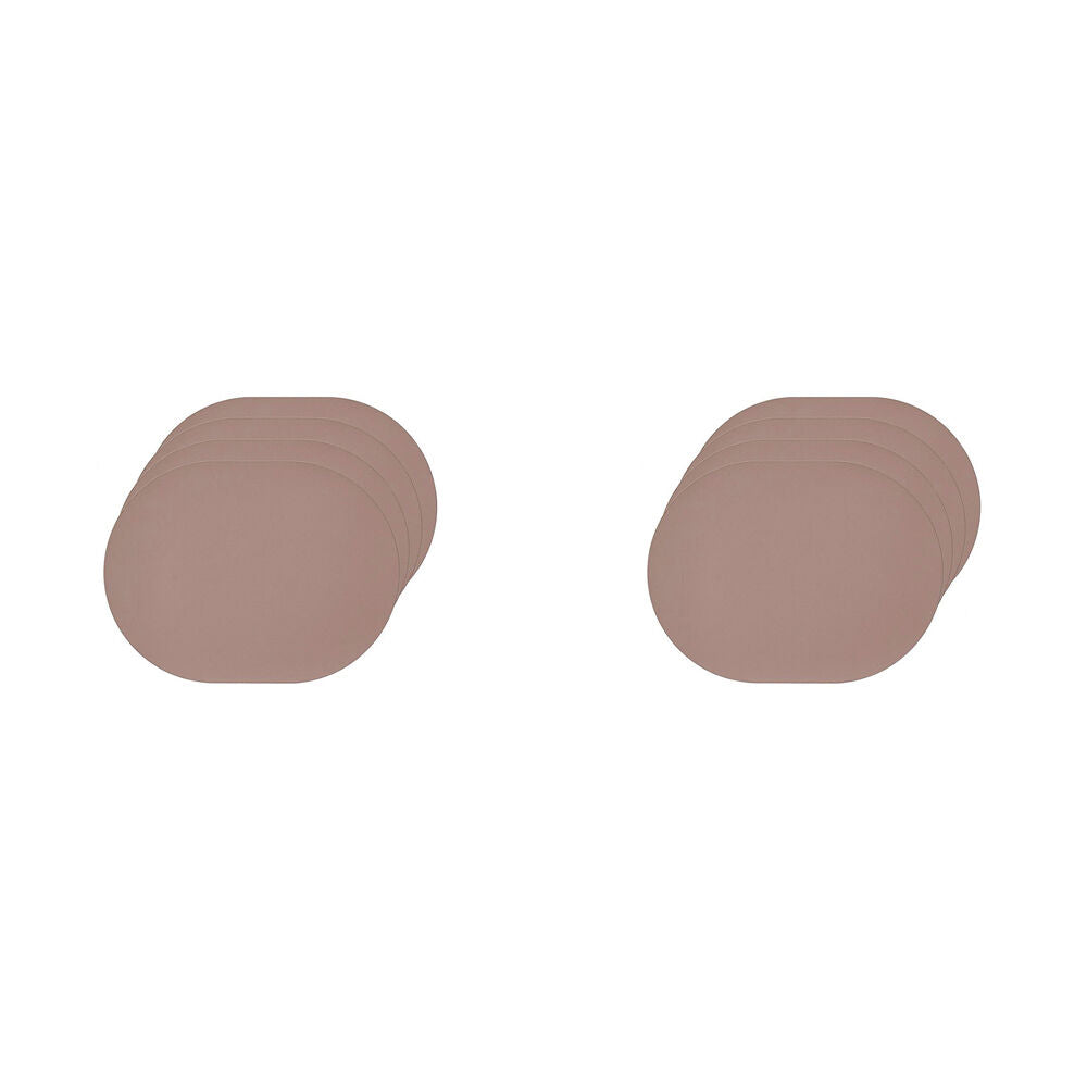 2x 4pc Ladelle Hugo Vinyl Oval Placemat Reusable Table Protector Dusty Pink