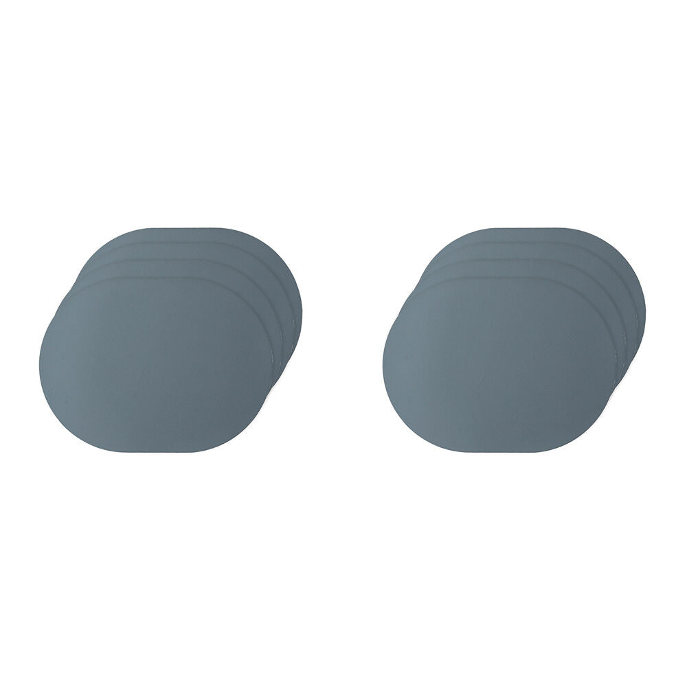 2x 4pc Ladelle Hugo Vinyl Oval Placemat Reusable Table Protector Decor Steel