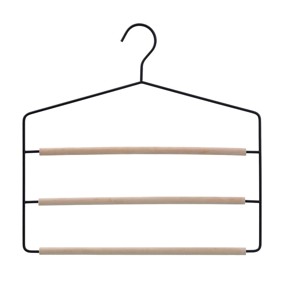 8PK Boxsweden Hangit Toska 3-Tier Metal/Wood Trouser Hanger 36x35cm - Black