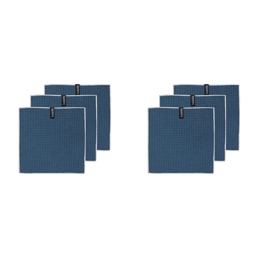 2x 3pcLadelle Mega Waffle Microfibre Dishcloth 30x30cm Reusable/Washable Navy