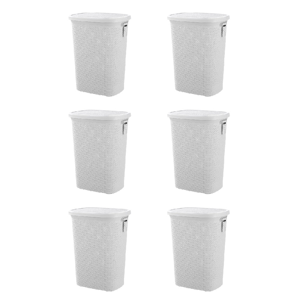 6x 2pc Boxsweden 62L Aero Laundry Hamper Lidded 45x60cm Assorted