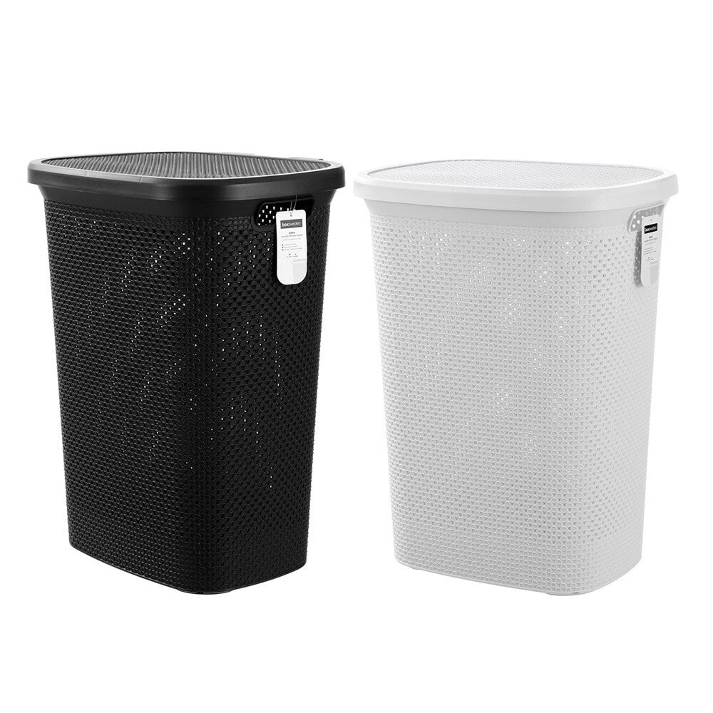6x 2pc Boxsweden 62L Aero Laundry Hamper Lidded 45x60cm Assorted