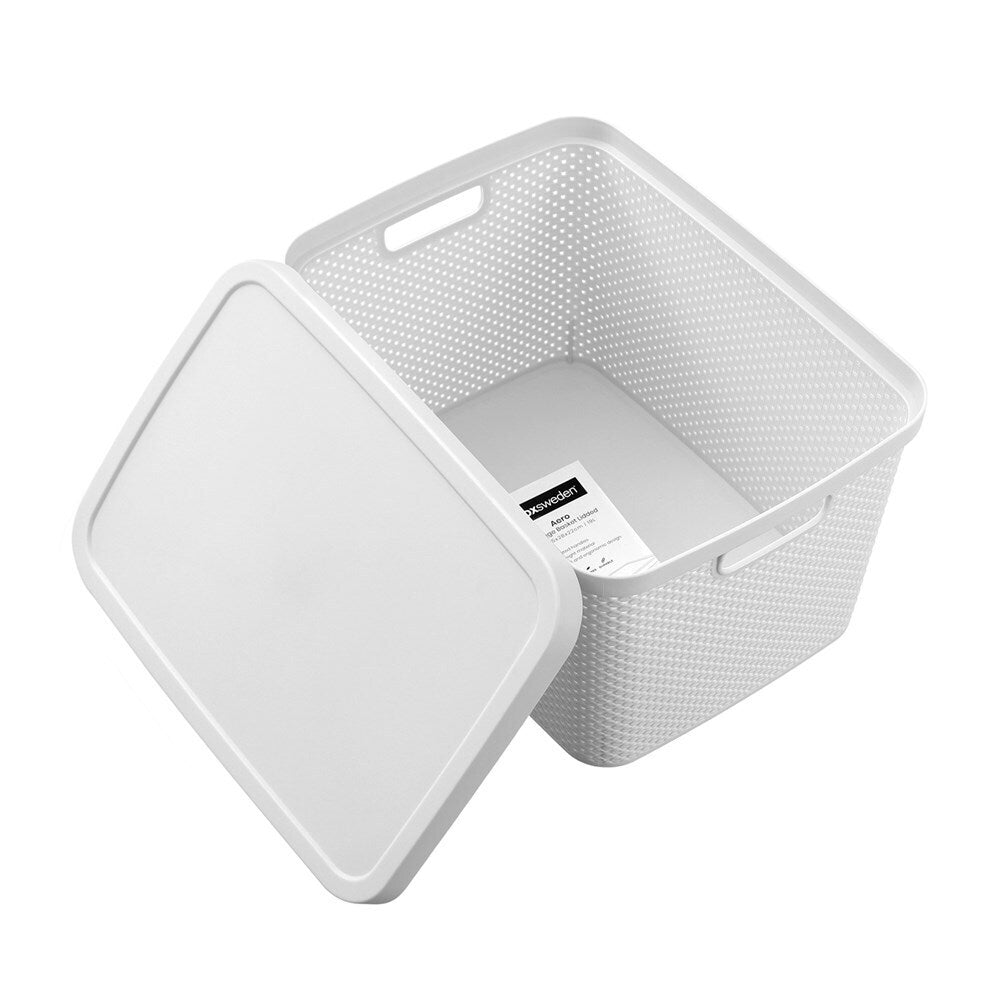 6PK Boxsweden Aero Lidded Storage Basket 19L/38.5cm - Assorted