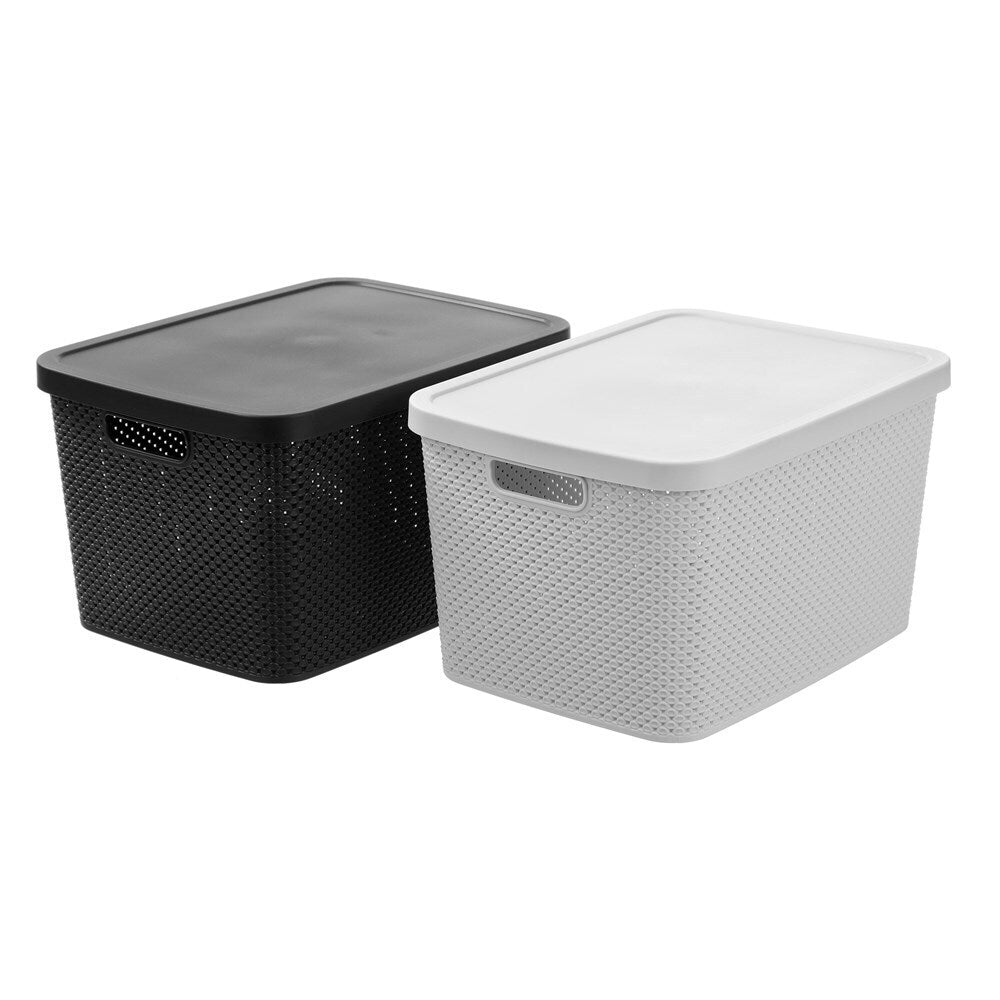 6PK Boxsweden Aero Lidded Storage Basket 19L/38.5cm - Assorted