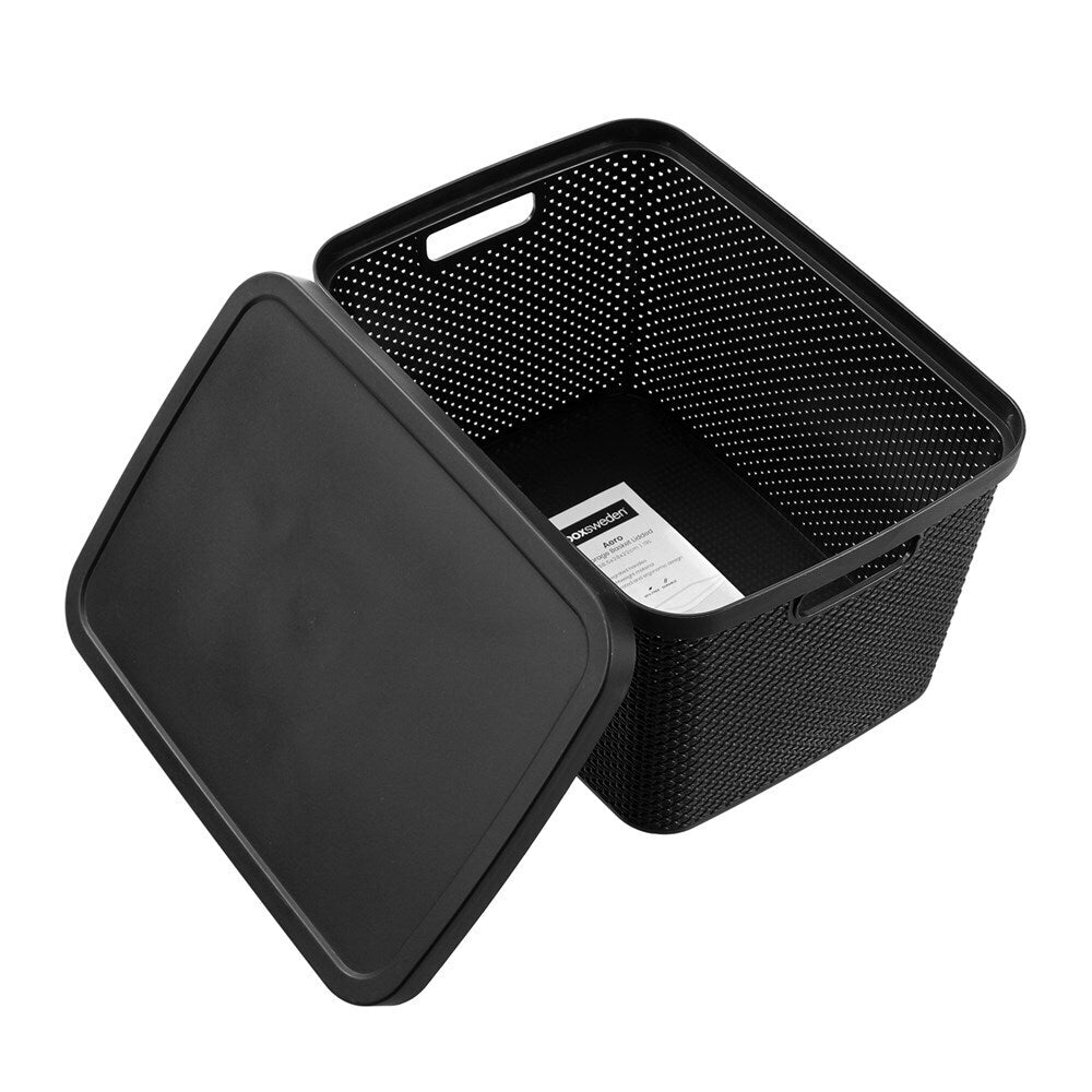 6PK Boxsweden Aero Lidded Storage Basket 19L/38.5cm - Assorted
