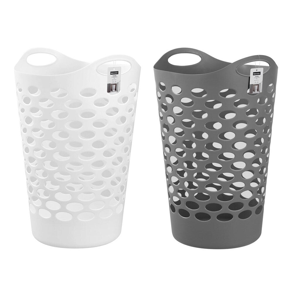 6x Boxsweden 65L Flexible Laundry Basket 40x43cm Assorted