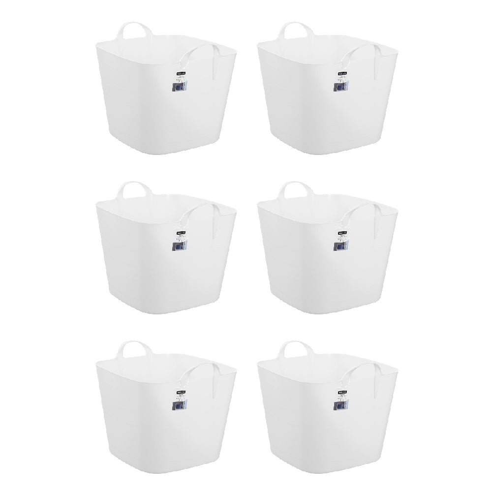 6PK Boxsweden Square Flexible Tub 40L Storage w/ Handle - Assorted