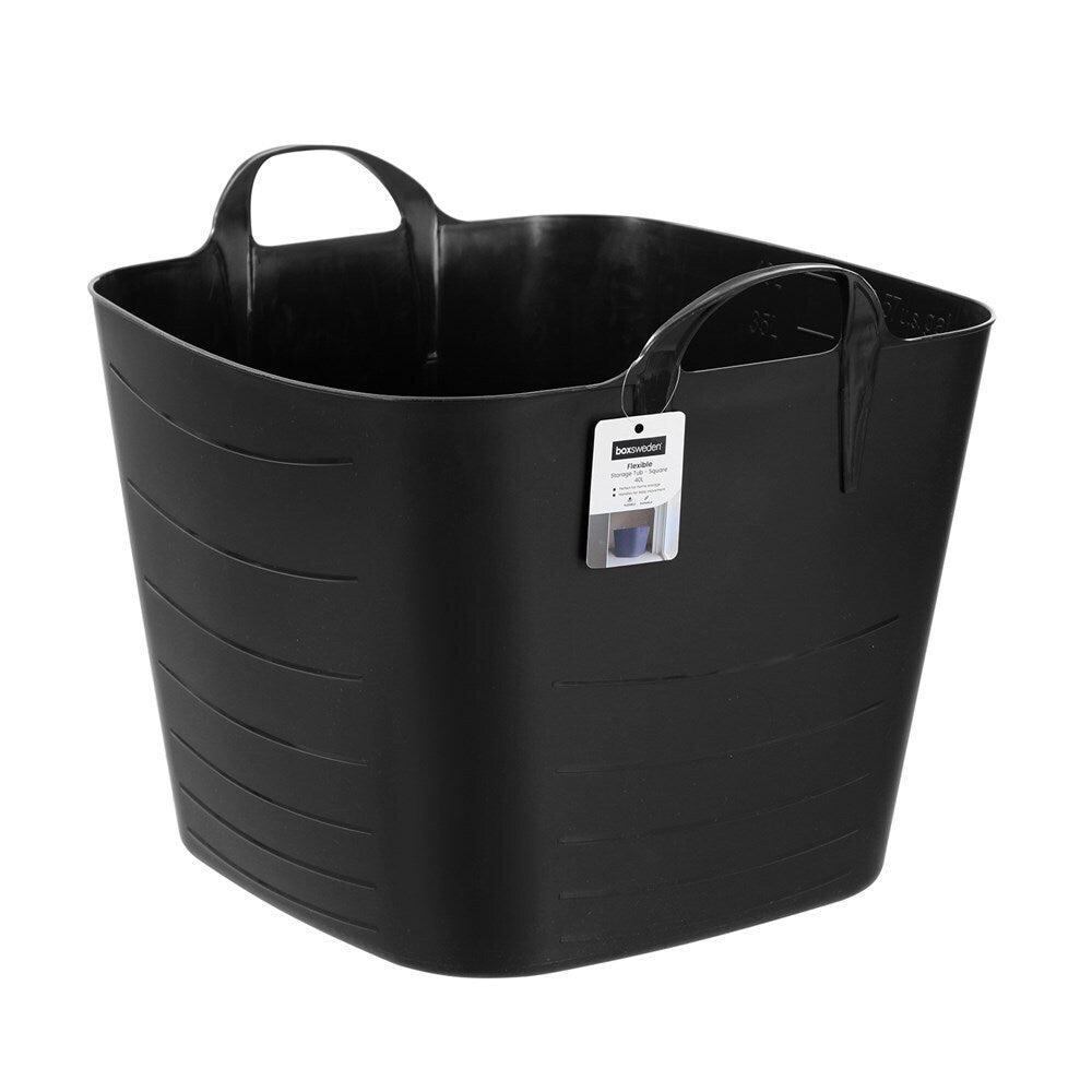 6PK Boxsweden Square Flexible Tub 40L Storage w/ Handle - Assorted